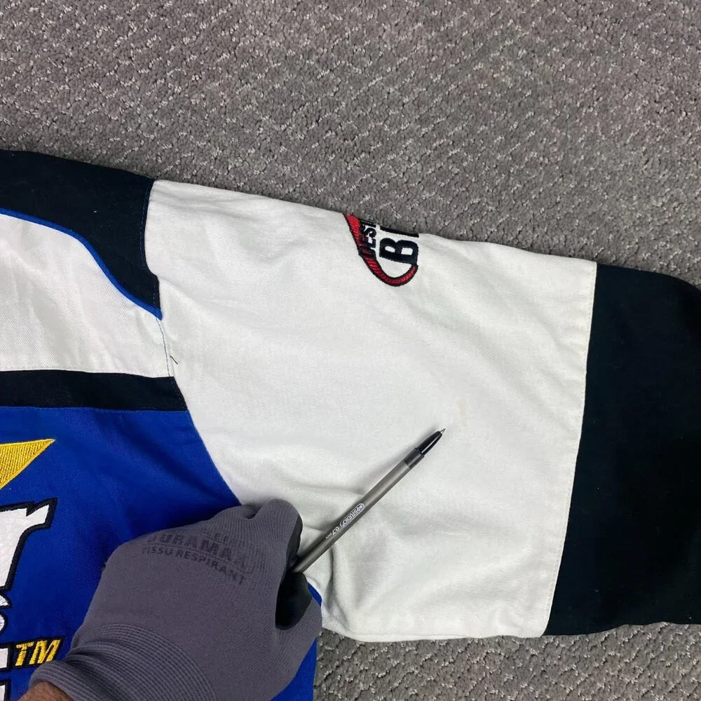 Aelfric Eden Black Blue White Racing Bomber Jacket - Picture 7 of 12